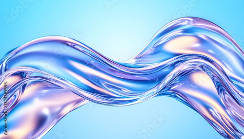 Abstract liquid curves in vibrant blues and pinks