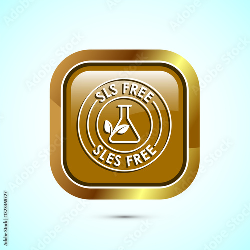 SLS free icon design illustration, SLS and SLES free label badge for web, Gold color square button design