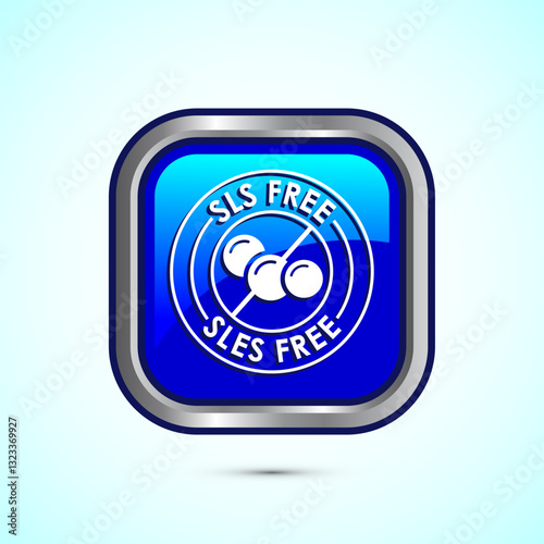 SLS free icon design illustration, SLS and SLES free label badge for web, Blue color square button design