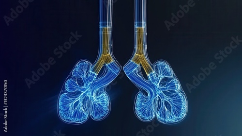 A sophisticated 3D rendering of the lungs showcases their intricate design, highlighting the advancements in medical imagery and their crucial functions in human health.