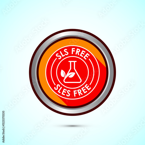 SLS free icon design illustration, SLS and SLES free label badge for web, Orange color shadow button design