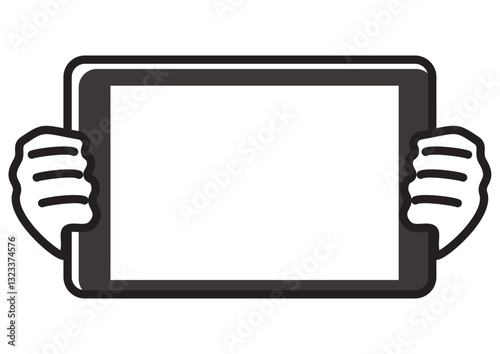	タブレット端末を両手で持っているところのベクターイラスト
