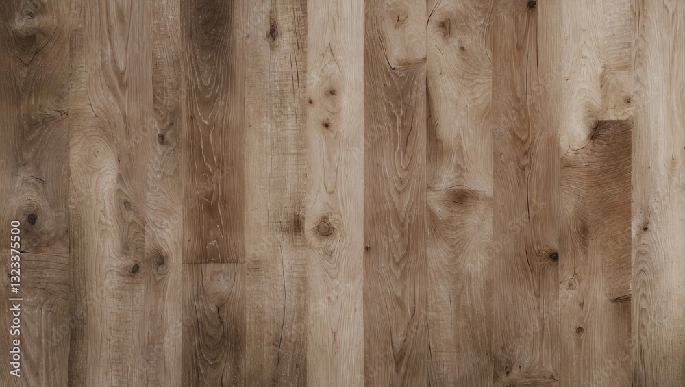 Fototapeta premium Natural wooden floor texture showcasing rich brown tones with subtle variations and knots, arranged in a vertical orientation for design use.