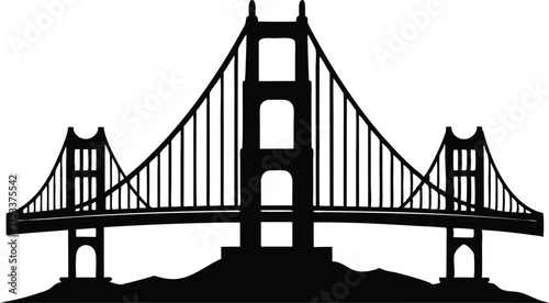 Golden gate bridge silhouette. bridge vector silhouette illustration