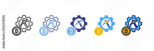 Bitcoin Mining Multi Style Icon Set