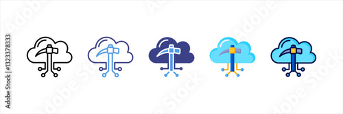 Cloud Mining Multi Style Icon Set