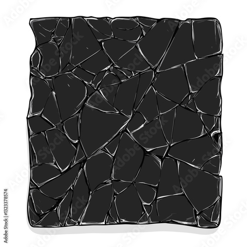 Broken Glass Squares with Cracks. Abstract Lines Shattered, Fractured and Broken Texture Vector Illustration isolated on a white background