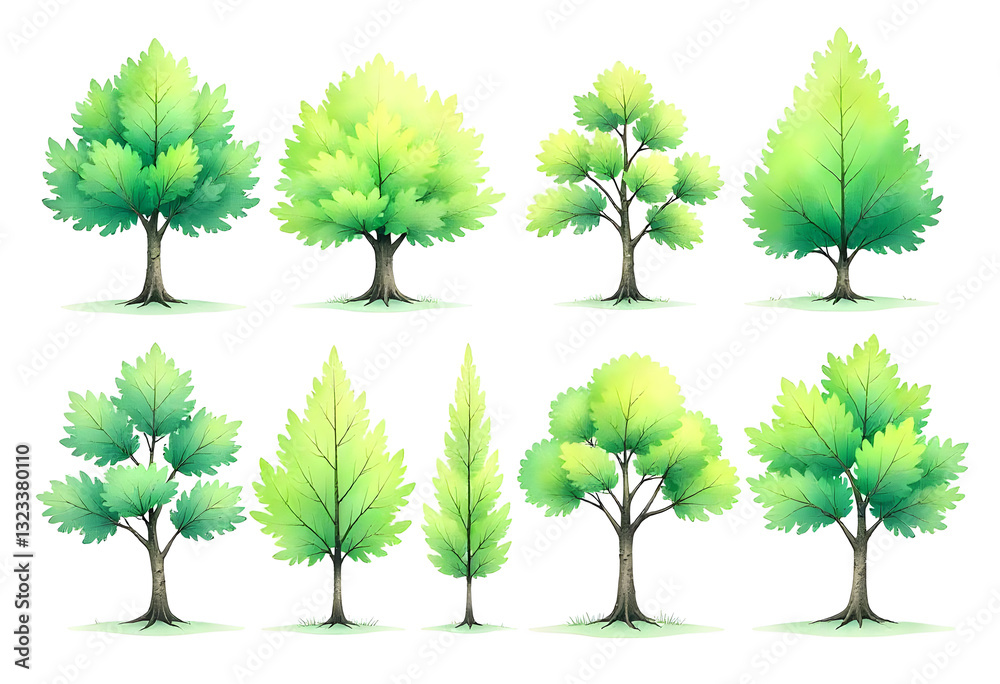 Fototapeta premium Large Set green Trees Photos