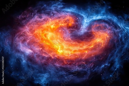 Wallpaper Mural Abstract swirling cosmic nebula with fiery orange and cool blue hues Torontodigital.ca