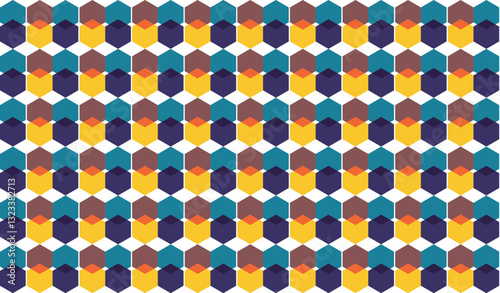 Cube-shaped optical illusion pattern with balanced color nuances. Ideal for interior design, wallpaper and branding with contemporary style.