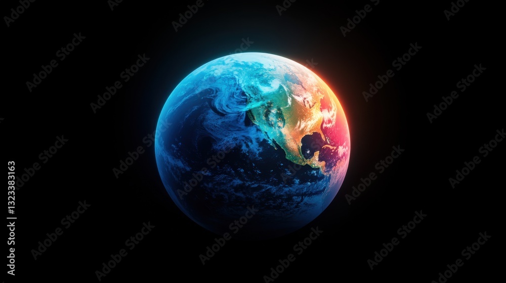 Vibrant Planet Earth Glowing in Cosmic Space with Colorful Details Illustrating Natural Beauty and Environmental Wonder from Outer Space Perspective Vibrant Planet Earth Glowing in Cosmic Space with Colorful Details Illustrating Natural Beauty and Environmental Wonder from Outer Space Perspective