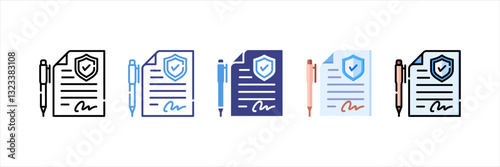 Insurance Policy Multi Style Icon Set