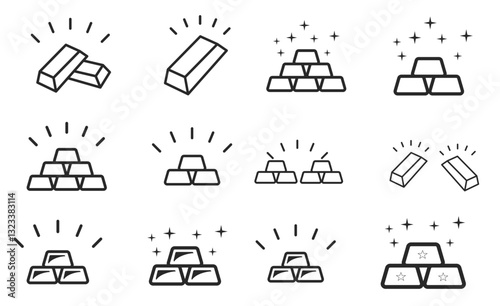 Gold bar icons set vector design template in white background . vector