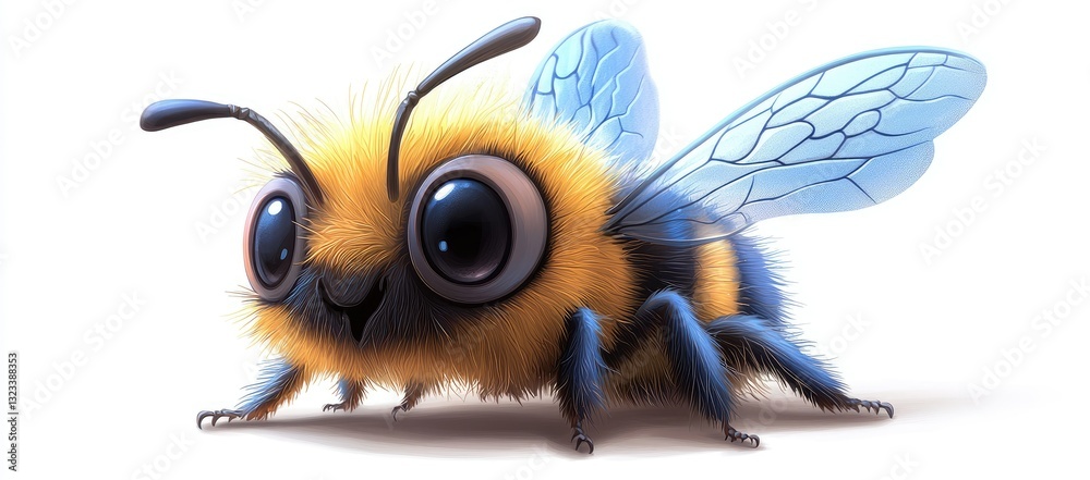 Fototapeta premium Adorable Fuzzy Bumble Bee With Large Eyes