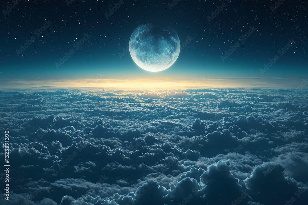 Mystical Moon Over Cloudy Night Landscape Mystical Moon Over Cloudy Night Landscape