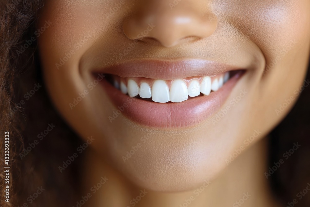 Obraz premium A woman with a big smile on her face, showing off her teeth. Concept of happiness and confidence