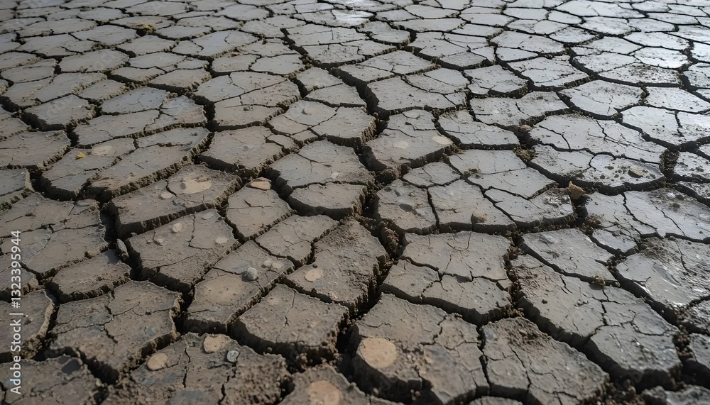 Cracked dry earth under natural sunlight close-up view Cracked dry earth under natural sunlight close-up view
