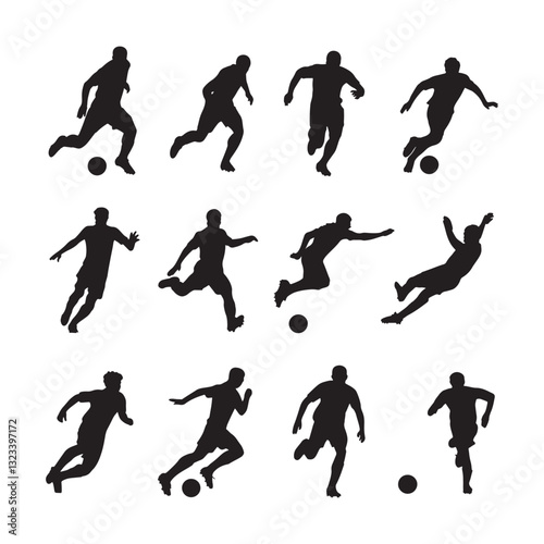 A set of vector set of football, soccer players