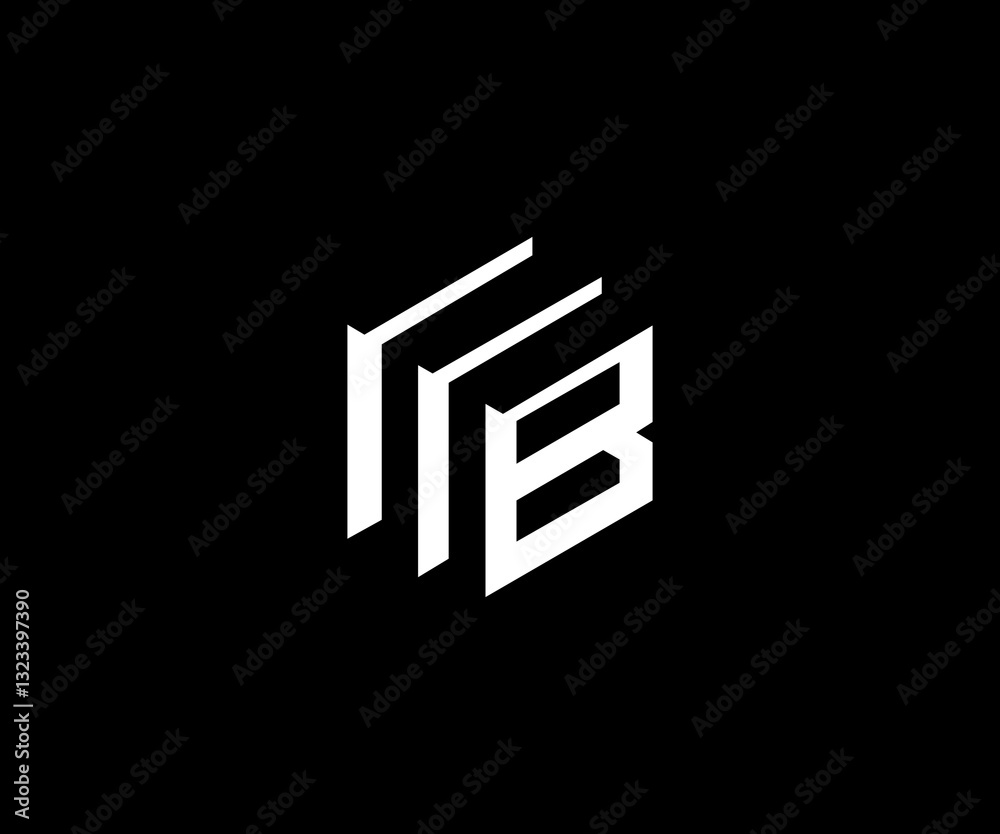 B letter with cube clean logo design