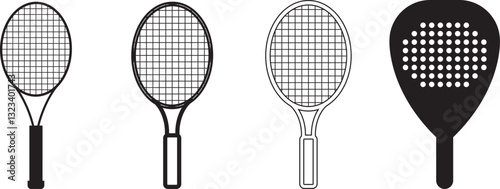 set of Tennis racket silhouette vector illustration