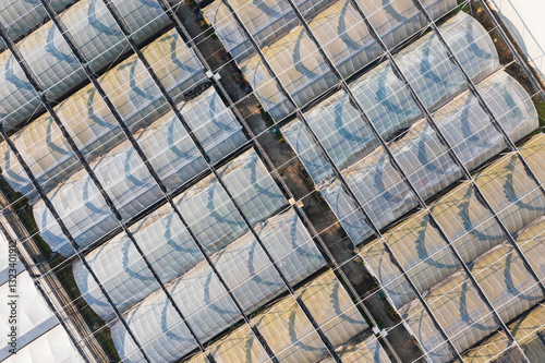 Aerial View of a Modern Greenhouse Complex