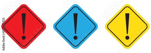 Attention caution sign warning symbol icon set danger Exclamation mark signs Triangular . 1176