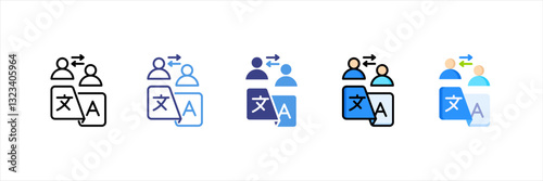 Translation Multi Style Icon Set