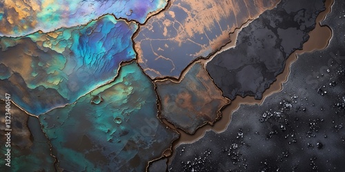 Iridescent Oil Slick: An Abstract Macro Photograph Showing Colorful Liquid Texture