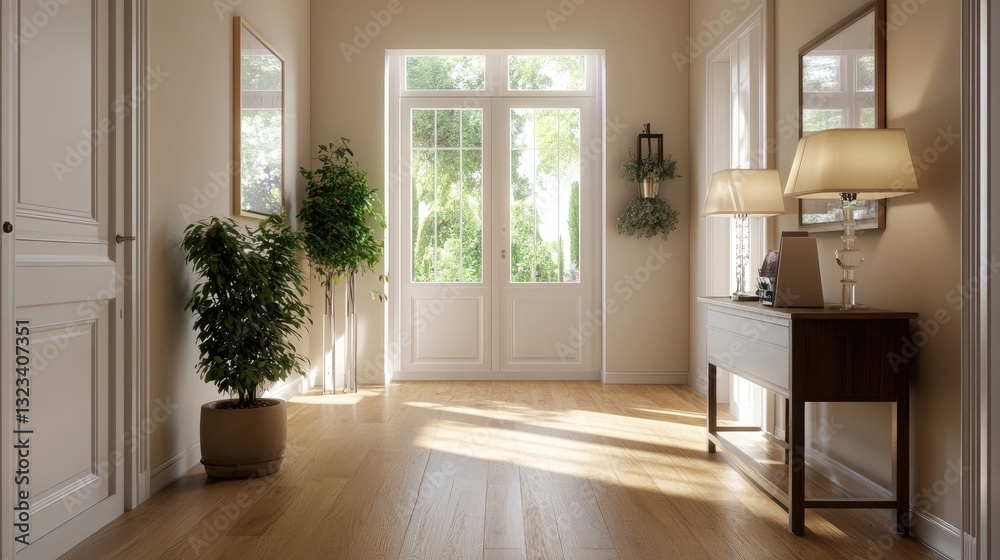 Bright and Airy Entrance Hall with Natural Light and Elegant Decor Bright and Airy Entrance Hall with Natural Light and Elegant Decor