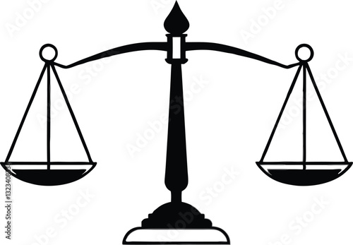 Unbalanced Justice Scale Icon – Black and White Legal Symbol of Law and Fairness