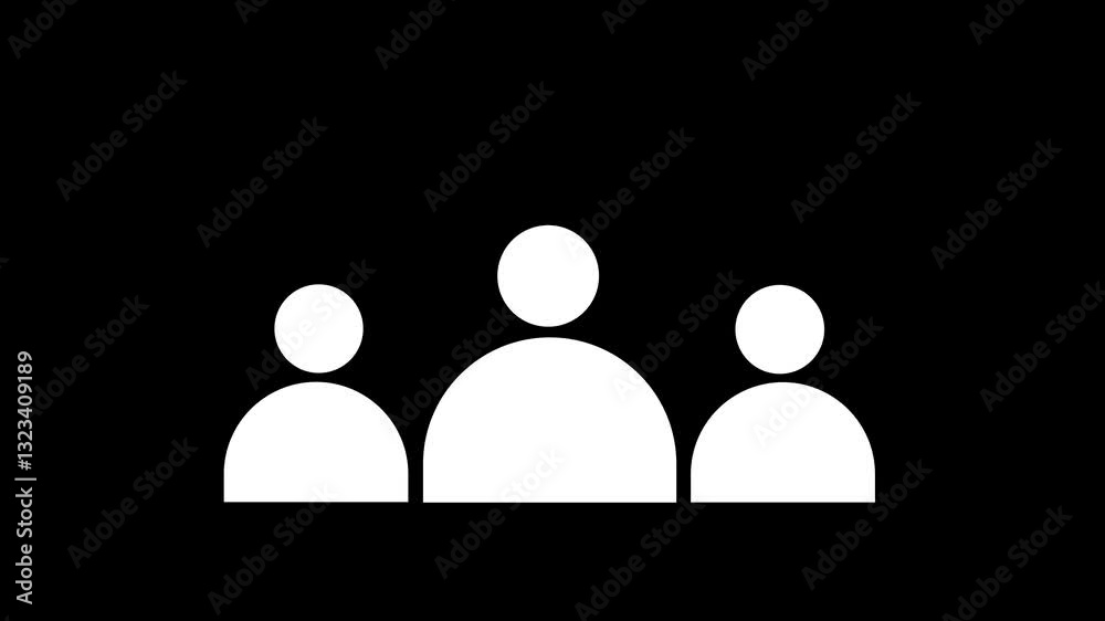 3 contact icon with man icon animation on a black background.