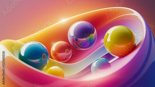 Abstract background with multicolor spheres computer generated graphics 3d render