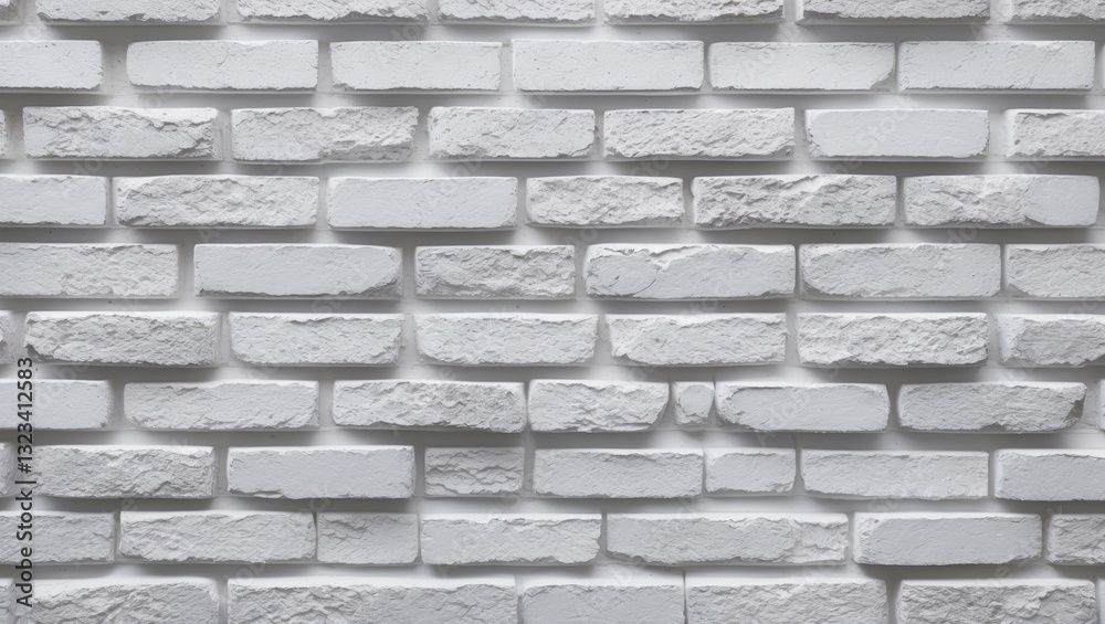 Fototapeta premium White brick wall texture with uneven surface, featuring light gray tones, providing an ideal backdrop for text or design elements, ample copyspace.