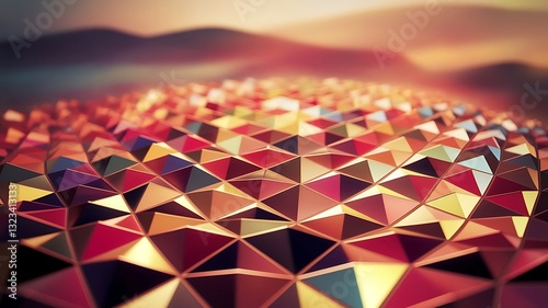 Image depicts vibrant prism reflections on a geometric surface with a play of light and colors ai generated image