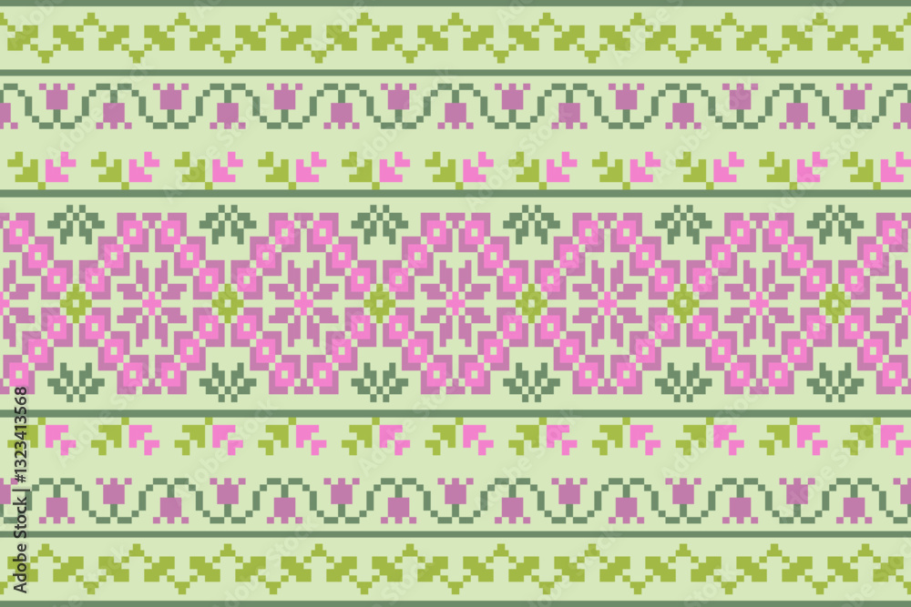 Fabric pixel art pattern background.cotton pattern,oriental style modern flower pattern tiles,Saree,Patola,Dupatta,Clothing,fabric,batik,Knitwear,Embroidery,carpet,wrapping,clothing