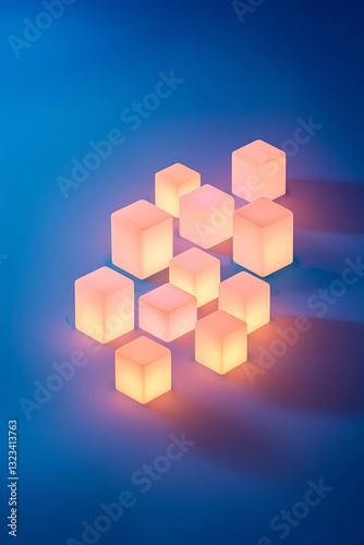 Abstract image of cubes background in blue toned