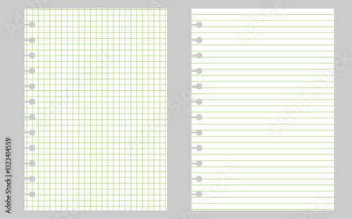 Graph paper. Printable lined and squared grid paper with color lines. Geometric background for school, textures, notebook, diary. Copy space blank.