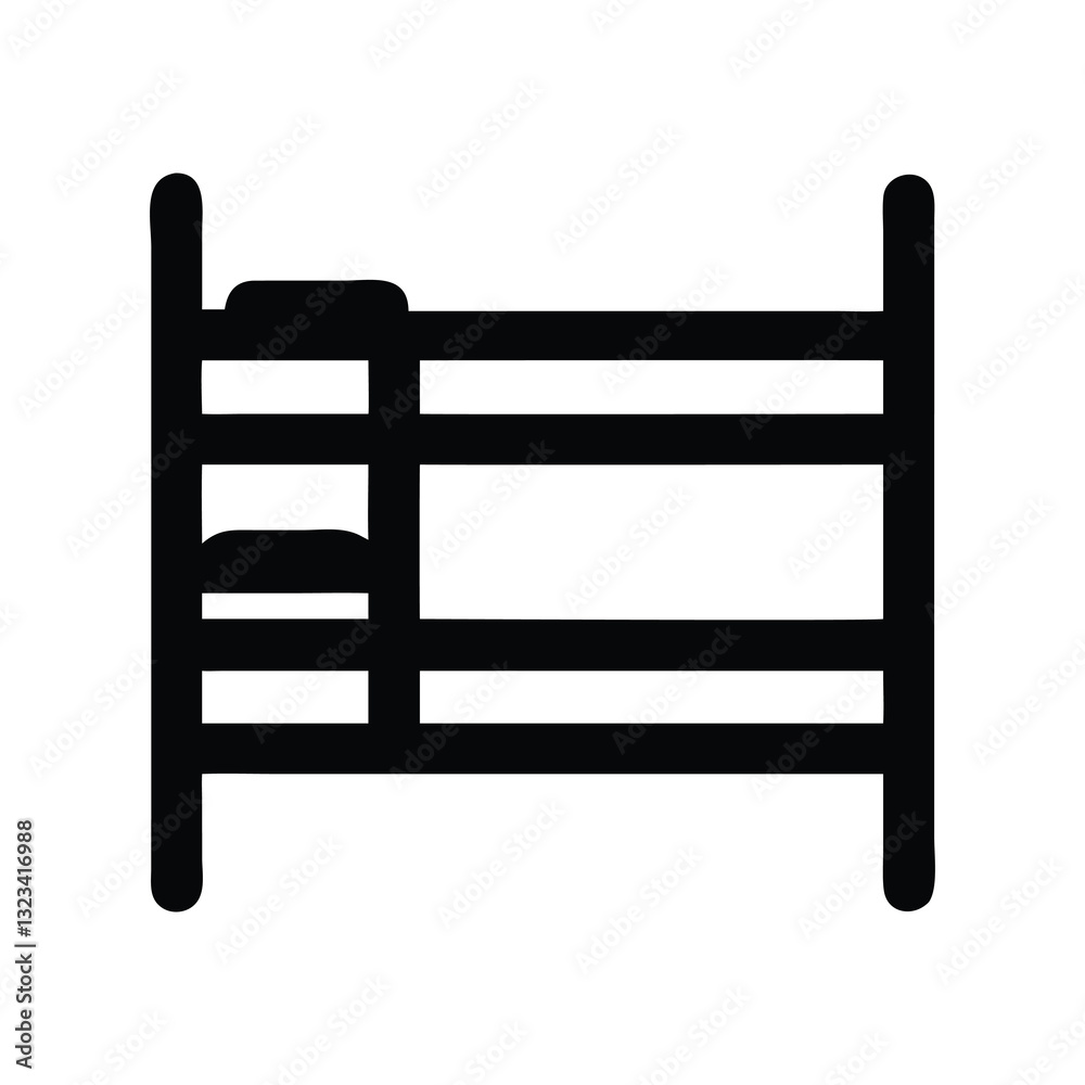 bunk bed silhouette vector icon isolated on white background. bunk bed furniture icon for web, mobile apps, ui design and print.Black icon of a bunk bed, perfect for bedroom or hostel use bunk bed silhouette vector icon isolated on white background. bunk bed furniture icon for web, mobile apps, ui design and print.Black icon of a bunk bed, perfect for bedroom or hostel use