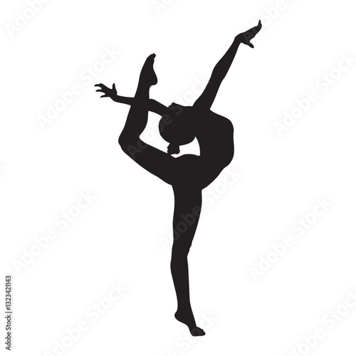 Silhouette of a gymnast in a dynamic and elegant pose.
