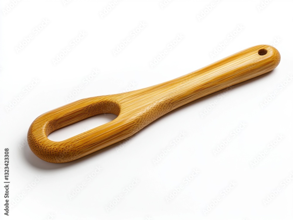 Simple wooden spoon with a unique oval shape, light brown color, isolated on a white background. Clean and minimalist design. Simple wooden spoon with a unique oval shape, light brown color, isolated on a white background. Clean and minimalist design.