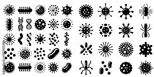Vector of a collection of bacterial silhouettes