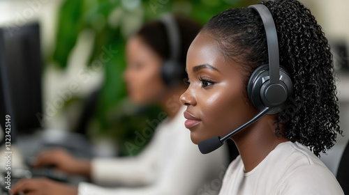 Wallpaper Mural Professional customer service department with agents on headsets, answering incoming calls and managing customer concerns with efficiency and care, 3D render Torontodigital.ca