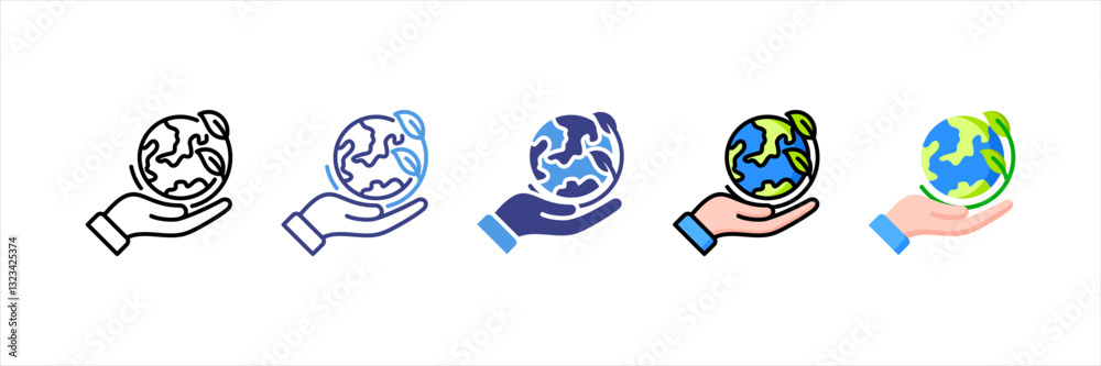 Fototapeta premium Save The Planet Multi Style Icon Set
