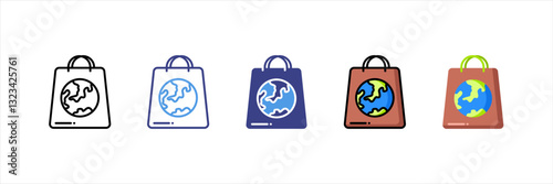 Eco Bag Multi Style Icon Set
