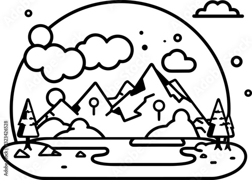 Serene Mountain Lake Landscape: A minimalist vista of nature's beauty, with tranquil water and majestic peaks under a cloudy sky. Perfect for outdoor and travel themes.