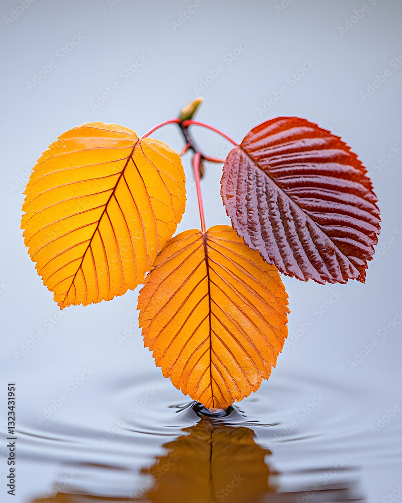 Obraz premium Autumn leaves on water (1)