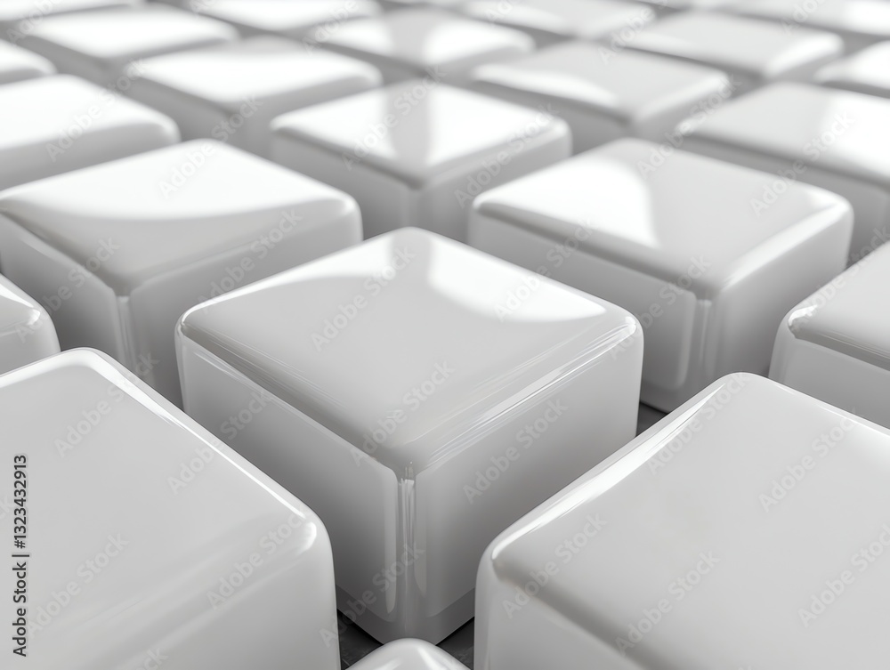 Fototapeta premium Gleaming White Cubes: A Minimalist 3D Abstract Composition
