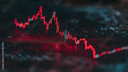 Market Trend Analysis Showing Decline With Red Candlestick Chart on a Digital Interface