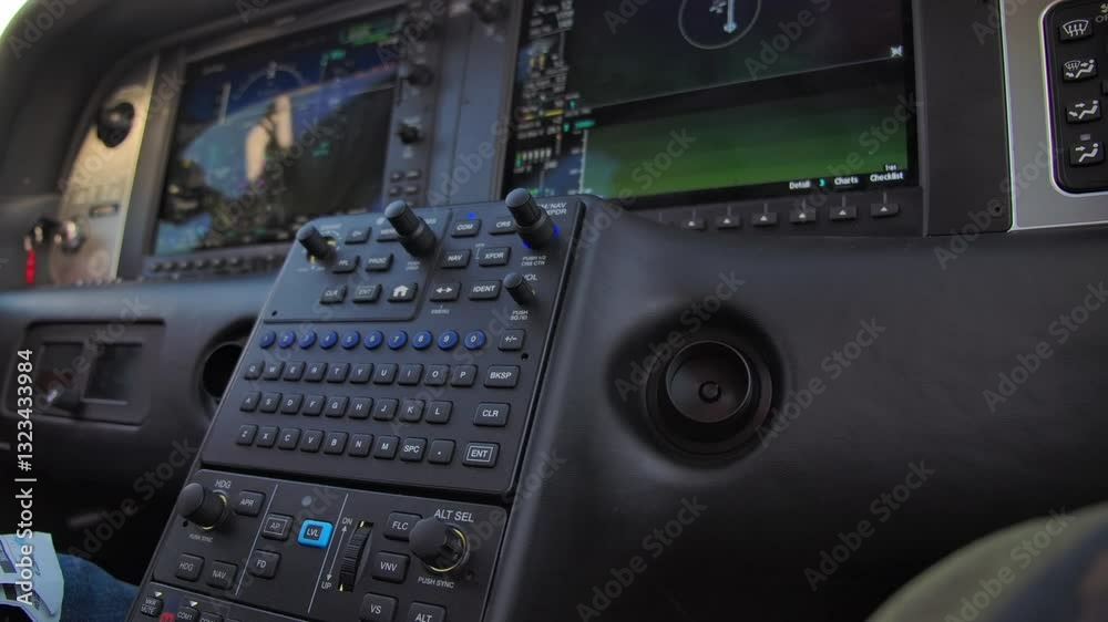 Close Up Instrument Panel Buttons - Avionics Suite of Private Airplane Close Up Instrument Panel Buttons - Avionics Suite of Private Airplane