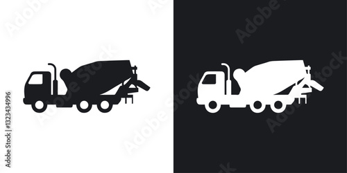 Cement truck icons pack in solid style
